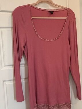 torrid Scoop Neck Long Sleeve Top in Dusty Rose